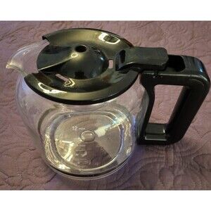 EUC Cuisinart 12 Cup Coffee Maker Replacement Carafe Glass Pot Black No Stains!